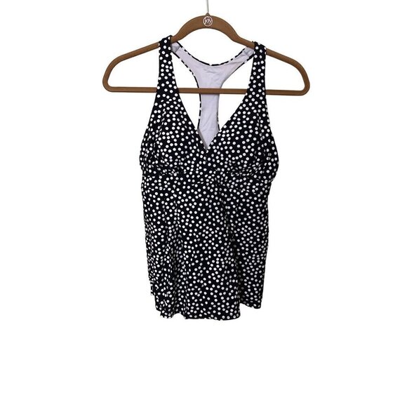 Lands End Womens Polka Dot Tankini Swim Top Size 6 Vacation Reaort Cruise - Picture 1 of 7